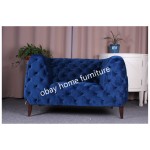 blue velvet sofa