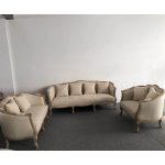 event rental wooden sofa